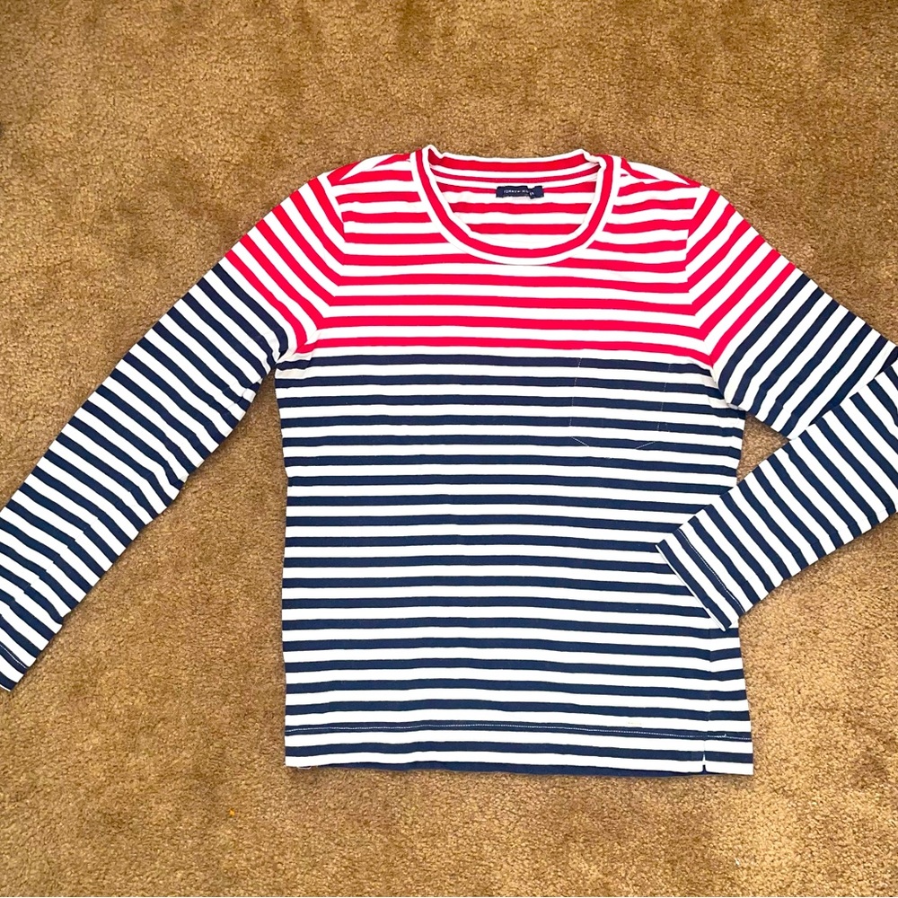 SOLD Navy and red striped long sleeve shirt #stripes #tommyhilfiger